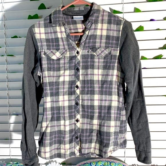 Columbia gray and pink plaid flannel shirt - Picture 1 of 6